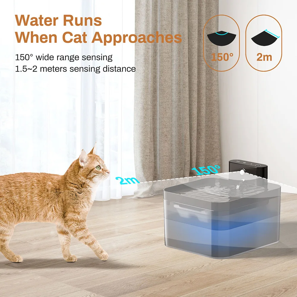 

Dog Smart Water Dispenser Induction Infrared Feeding Battery Life Cycle Pet Cat Long Water