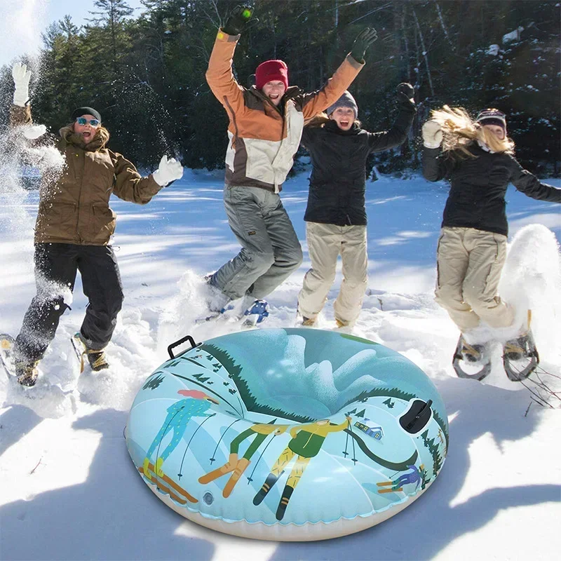 

Snow Tube Ski Kid Inflatable Skis PVC Cold Resistant and Wear-resistant Material Circular Ski Rings Winter Christmas Sleds