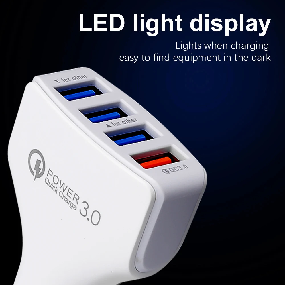 30W 4พอร์ต USB ชาร์จเร็วอะแดปเตอร์3.0 QC อะแดปเตอร์ชาร์จเร็วสำหรับ Xiaomi iPhone Samsung ชาร์จโทรศัพท์มือถือ