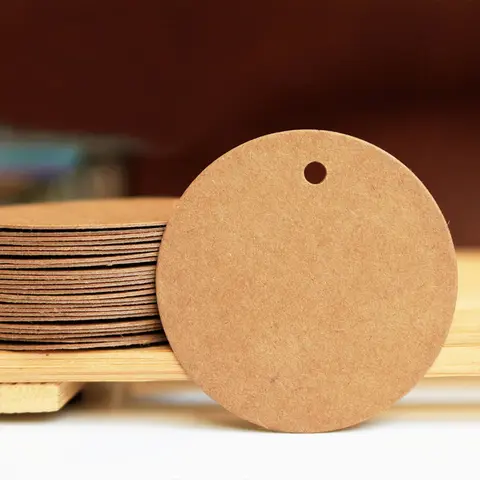 Bilashmart 100Pcs Round Tags 3/4/5cm Circle Kraft Paper Blank Gift Tags Price Tags with Hole Hang Tag for Craft Birthday Wedding Christmas