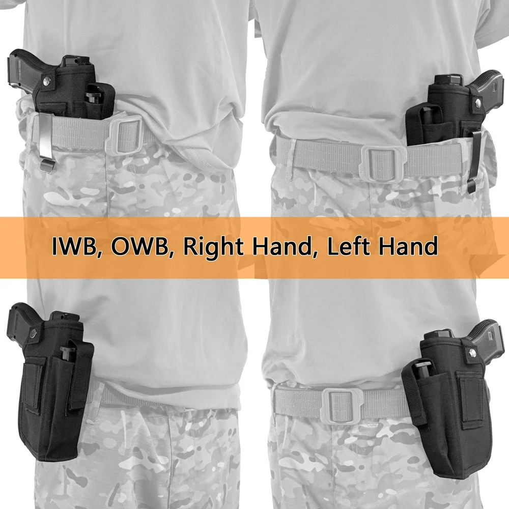 Tactical Concealed Carry Right/Left Hand Pistol Gun Holster Fits Handguns with Laser Light or Flashlight IWB OWB Guns Holsters