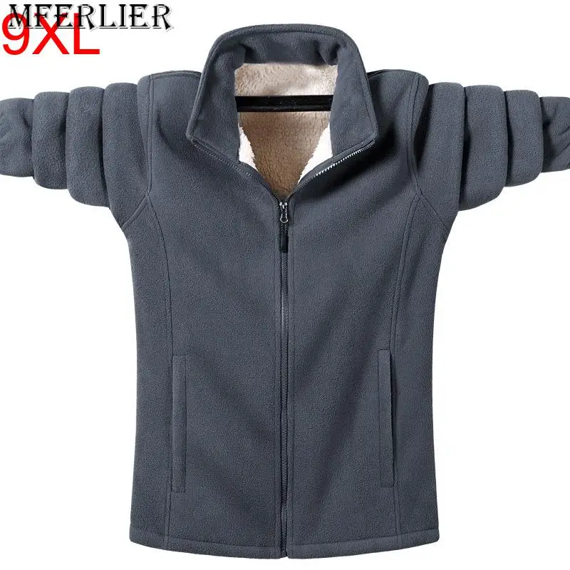 

Men jacket with plus winter insulation casual standing collar fleece jacket trendy overweight oversized fleece jacket 140kg 9xl