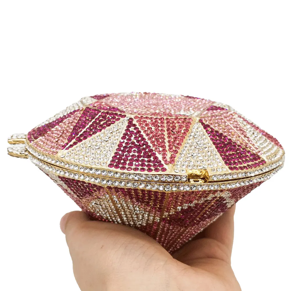 Boutique De FGG (in stock) Diamond Shape Women Crystal Evening Clutch Bags Wedding Purses Party Cocktail Bridal Handbags