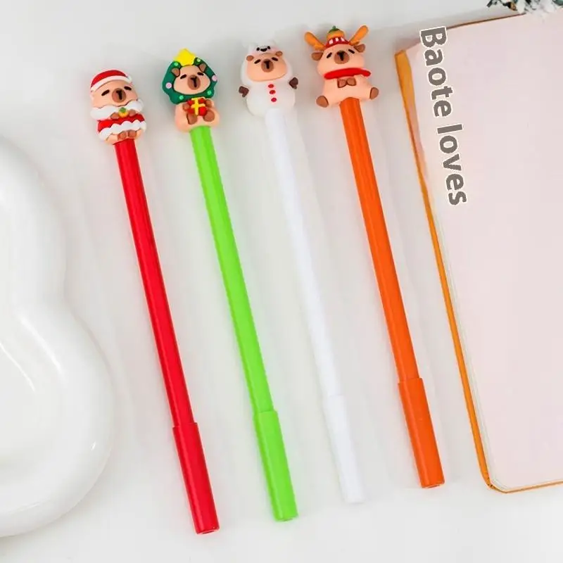 1/5Pcs Christmas Capybara Gel Pen Cute Cartoon Stationery Smooth Writing Pens Kawaii School Office Supplies Festival Prize Gift