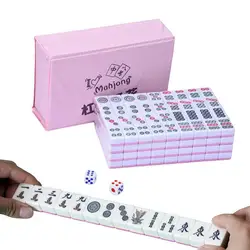 144pcs/set Mini Mahjong Game Set With Portable Box Mah Jongg Travel Family Leisure Time Desktop Toy