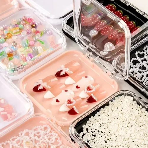 Imagen 2 del producto 10/20/30 Piezas Caja De Almacenamiento De Punta De Uñas Acrílicas Multicolor Con Cintas Adhesivas Exhibición De Uñas A Prueba De Polvo Para Hogar Y Almacenamiento Personal