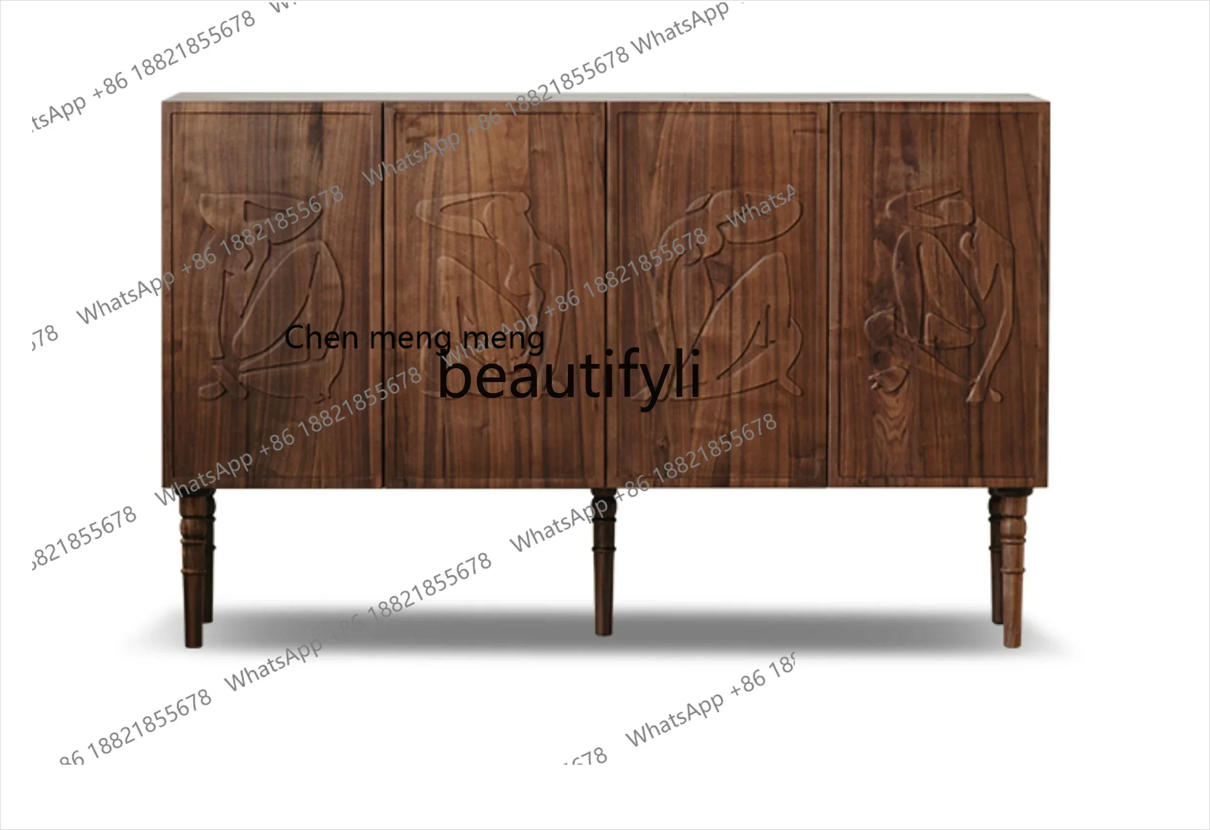

cc182R0R Living room dining side cabinet, black walnut solid wood bucket cabinet, retro storage cabinet, storage cabinet