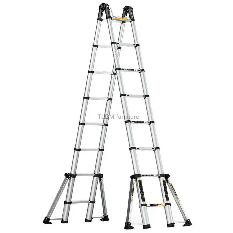Telescopic Aluminum Ladder Alloy Household Multifunction Folding Ladder Herringbone Safety Engineering Ladder Lift Stairs