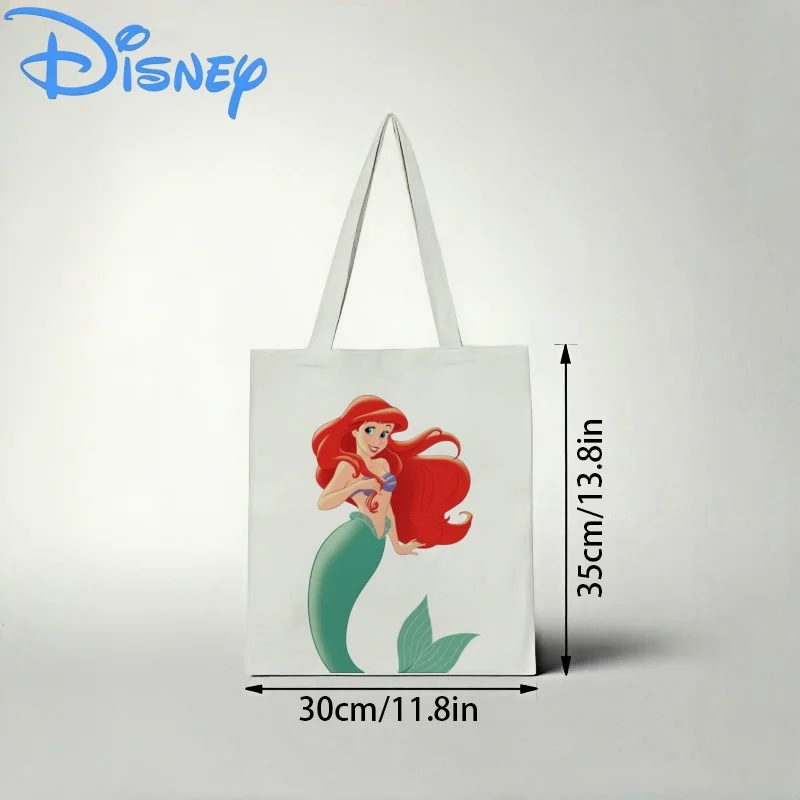 

1PC Disney The Little Mermaid Canvas Tote Bag, Ariel Print Eco-friendly Shoulder Bag