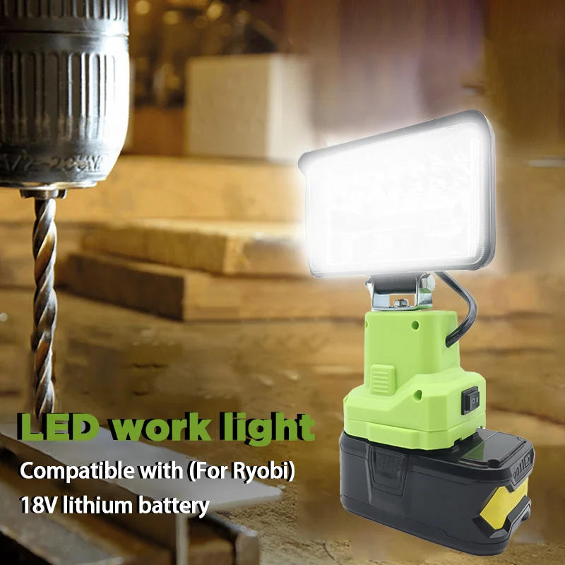 LED Alarm Werklampen Zaklamp Zaklamp Spotlight Autolamp Voor RYOBI 14.4V 18V Lithium Nikkel Een + batterij P108 P104