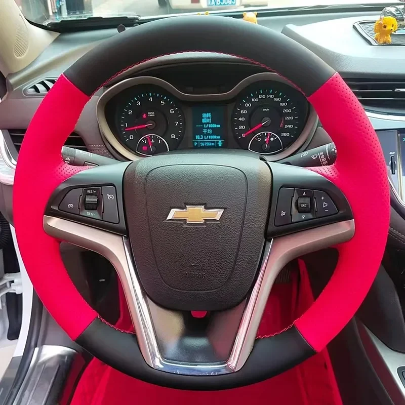 

Customized DIY Carbon Fiber Suede Leather Hand Sewn Steering Wheel Cover for Chevrolet Series Cruze Cavalier MONZAE Quinox