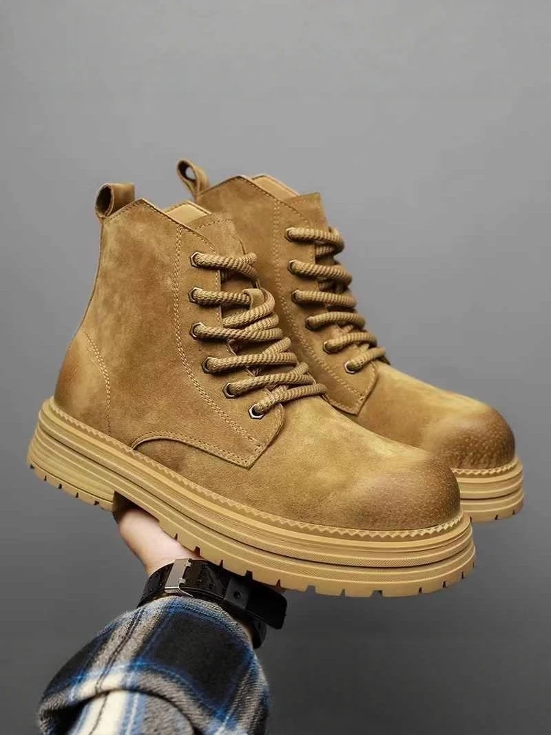 

Men's Boots Leather Upper High Top Thi Bot Work Boots Retro American Sle Spring Autumn PU Material Comfortable ...