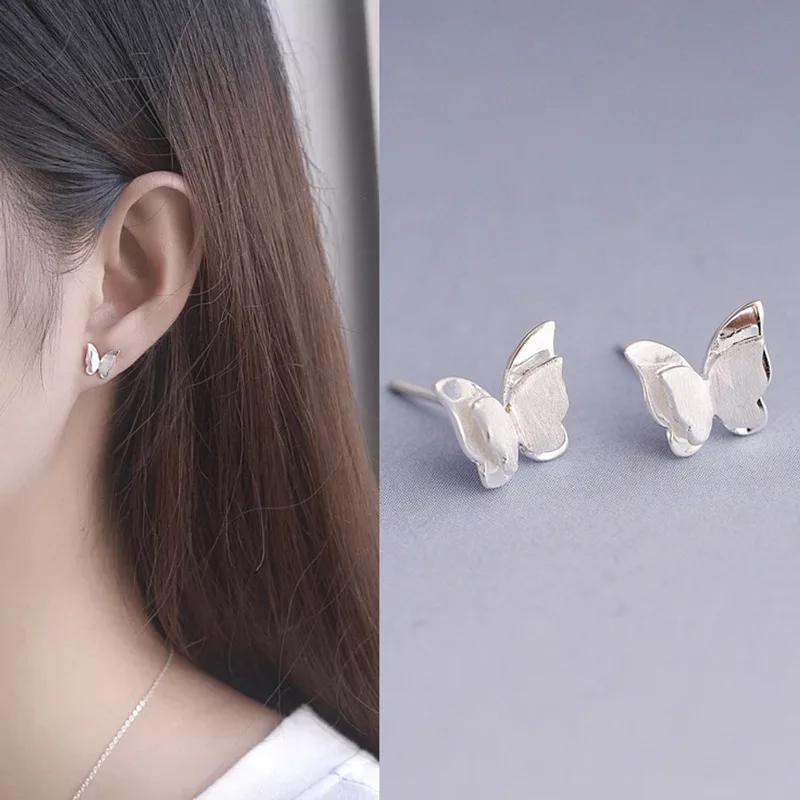 

Fashion Silver Color Butterfly Ear Studs for Women Girls Small Earrings Elegant Fine Jewelry Accessories Brincos Prevent Allergy