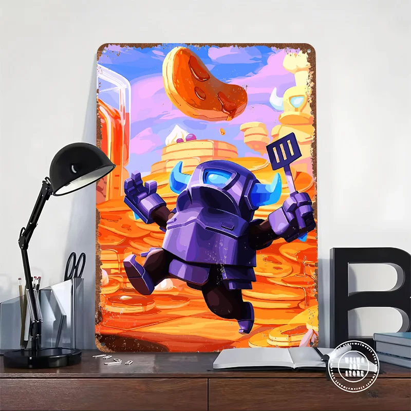 Clash of Clans: Pancake Knight Poster Customized Wall Art Vintage Metal Signs Retro Tin Plaque for Man Cave Luxury Home Decor