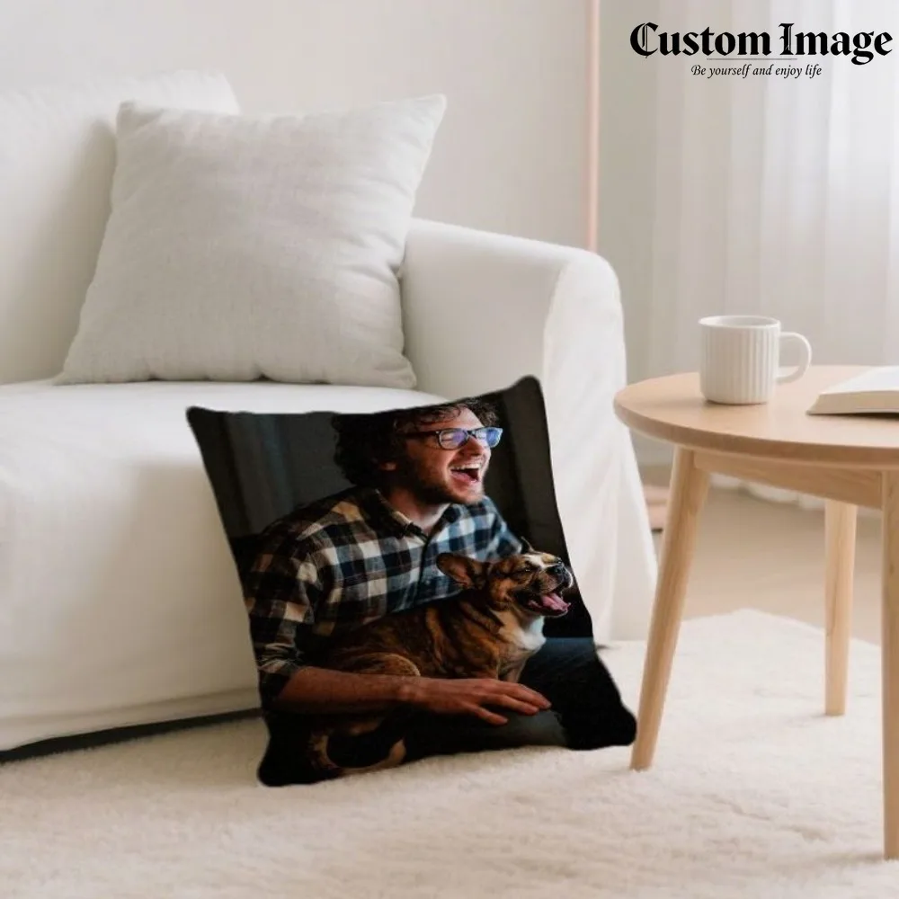 

Custom Photo & Text Square Pillow Cover, Personalized Printed Pillowcase, Creative Unique Decoration Gift for All Occasions