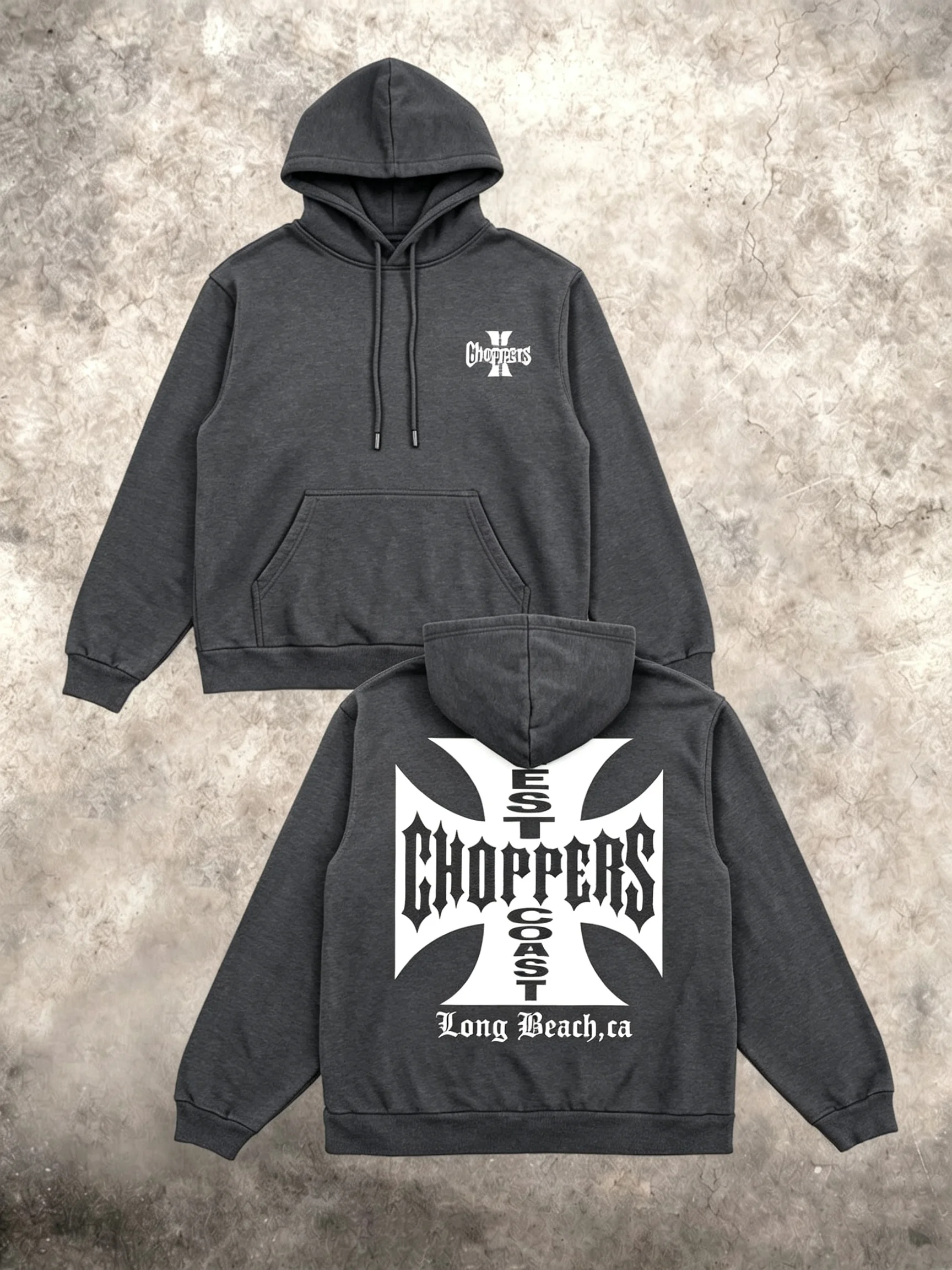 2026 Neuer Unisex Oversized Hoodie Streetwear West Coast Choppers Kreuz-Print Doppelseitiger Grafik-Kapuzenpullover Herbst Winter – Detail 6