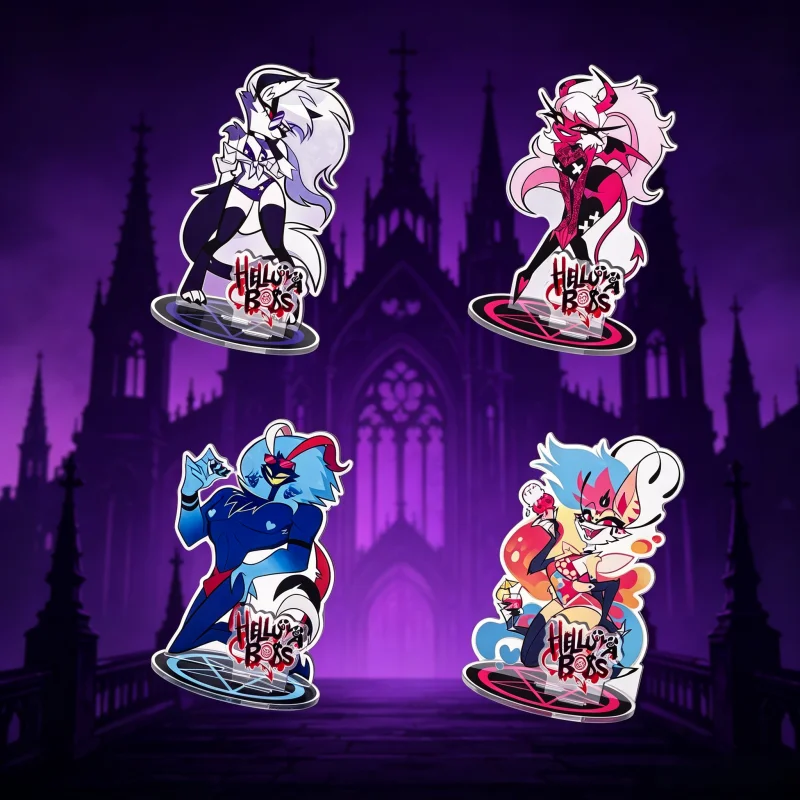 Support en acrylique Helluva Boss 15 cm, figurine imprimée de personnage Demon Girl, décoration de bureau, décoration de table de dessin animé, cadeau de collection anime