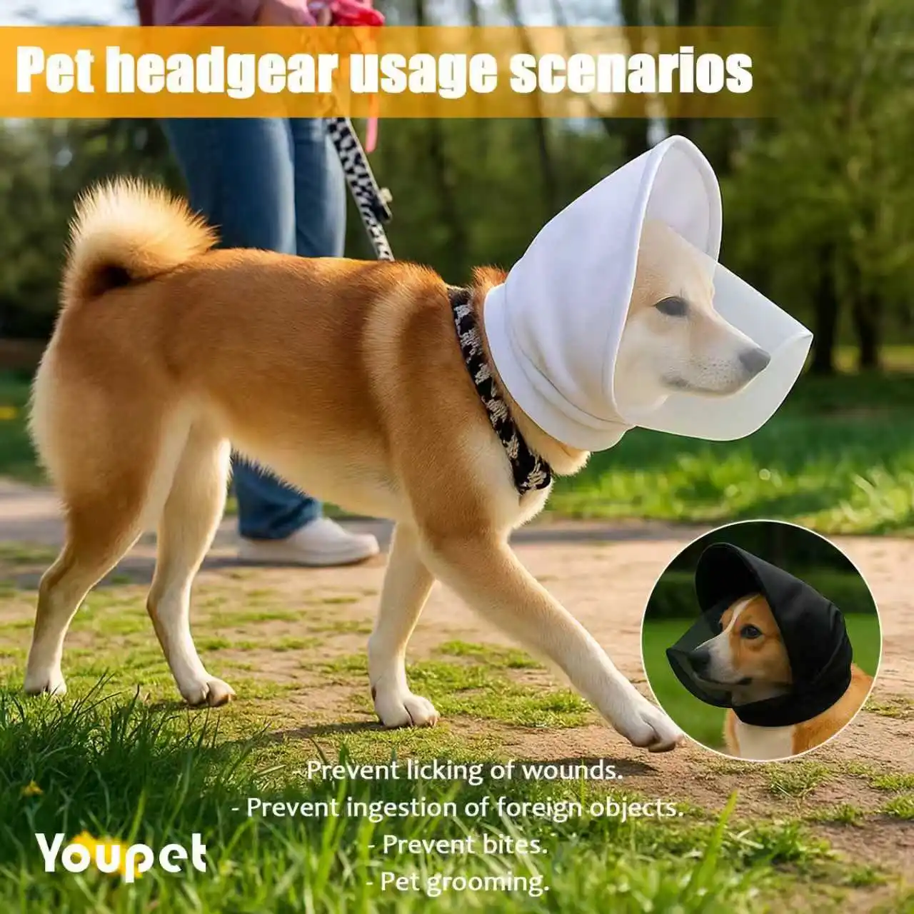 

Pet Head Cover, Dog Outdoor Mosquito Repellent & Bite-Stop Ear Shield, Windproof Cold Weather Protection with Breathable Mesh, S