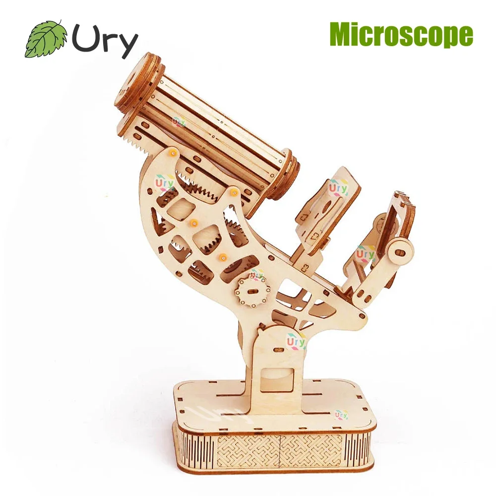 

Ury 3D Wooden Puzzle Microscope Model Mechanical Gear Kit Science Observing Cell Toy Hand Assembly Decoration Gift for Adult