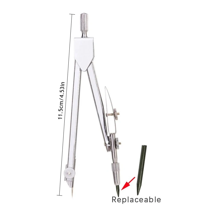Metal Compass Set Drafting Compass with Replacement Refill for Students Exam Drawing Tools Stationery Compasso Geometry Compas