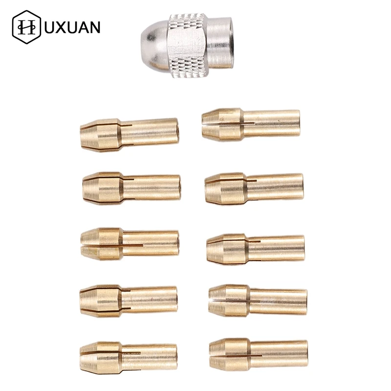 【W】11PCS/lot Mini Drill Brass Collet Chuck For Dremel Rotary Tool 0.5-3.2mm Brass And Nut For Dremel Accessories Set