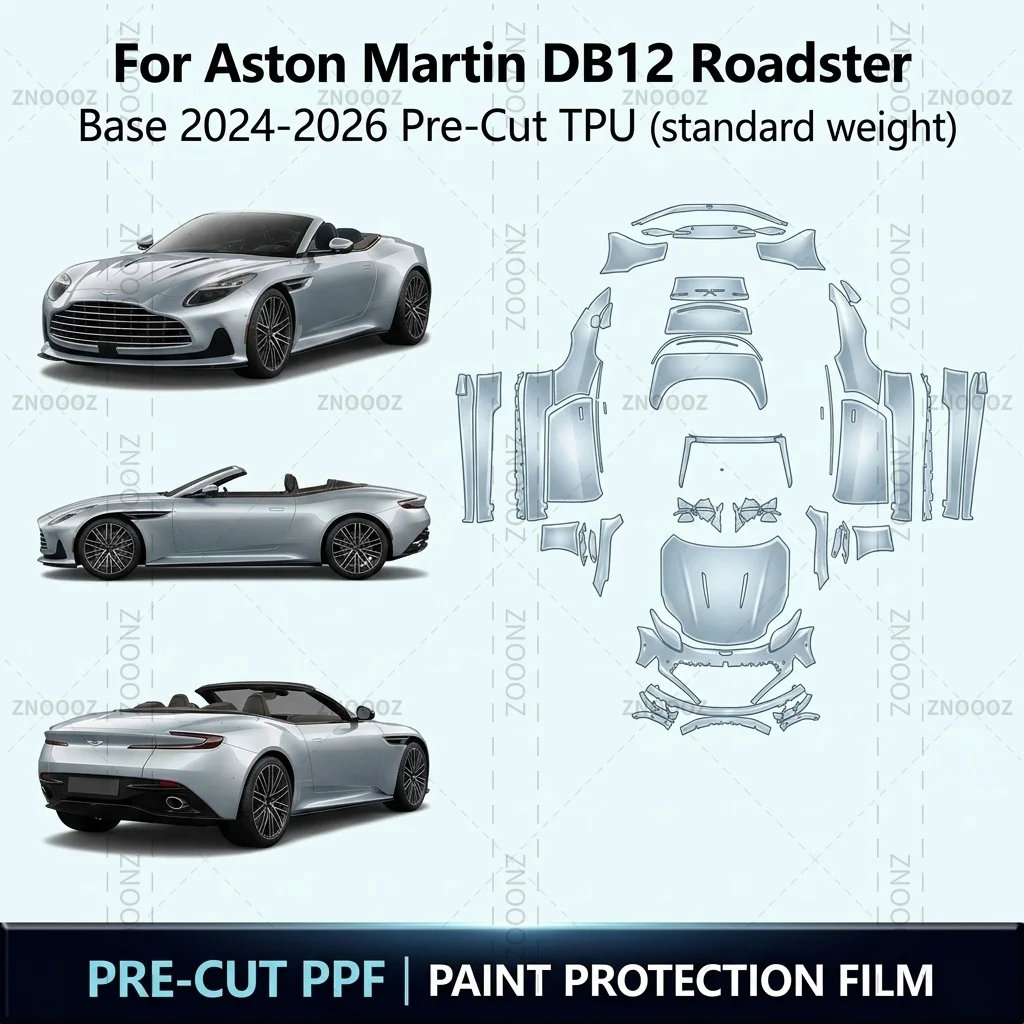 For Aston Martin DB12 Roadster Base 2024-2026 Pre-Cut TPU PPF Paint Protection Kit Full Vehicle Glossy Clear Matte Black
