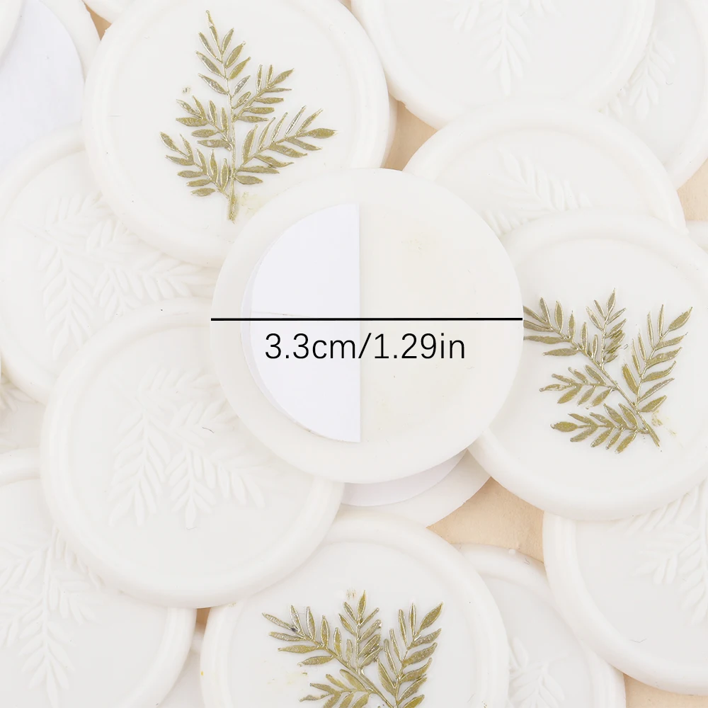 25pcs Fern Leaf Wax Label Stickers, White Self-Adhesive Wax Seal Stickers, DIY Coloring, for Decorating Envelope Cards and Gifts
