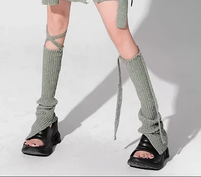 New Autumn Japanese Hot Girl Punk Knee Sleeve Leg Cover Harajuku JK Black Leg Warmer