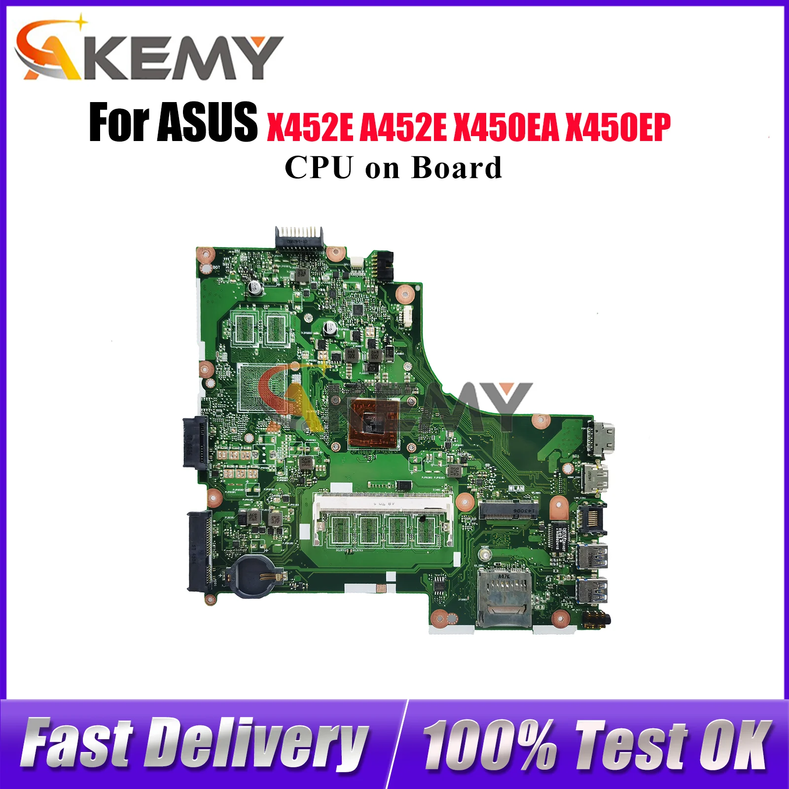 

X450EA Laptop Motherboard For ASUS VivoBook X450EP X450E X452E A452E X450EA Notebook Mainboard With CPU 100% tests OK fast ship