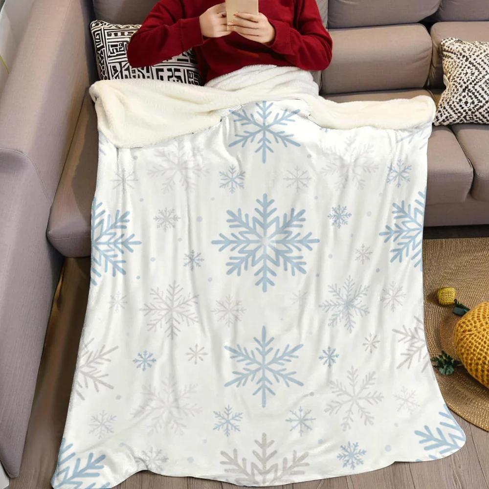 Winter Snowflakes Frost Flannel Blanket Warm Soft Halloween Christmas All-Season Couch Decorative Cozy Warm Gift
