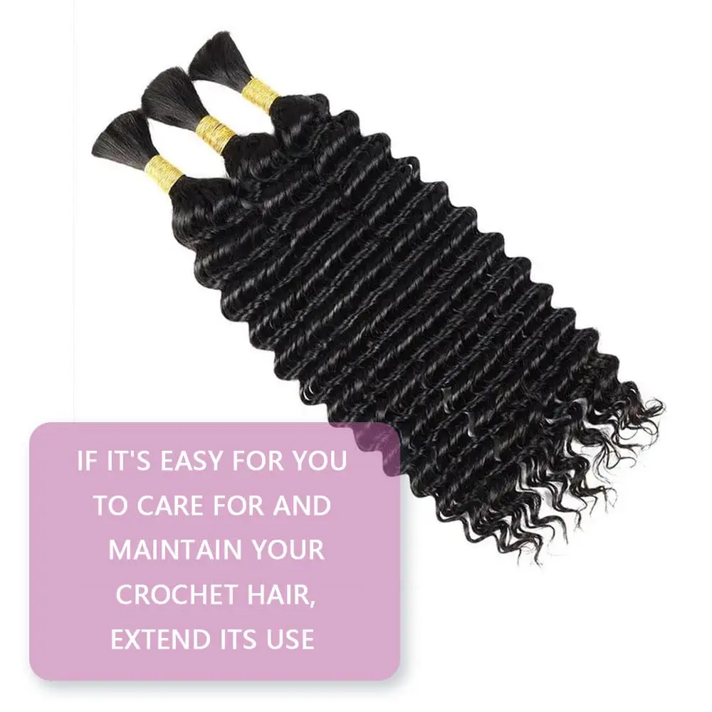 Synthetic Deep Wave Bulk hair For Braiding 160g No Weft Deep Wave For Braiding Micro Faux Braiding Hair for Boho Braids Wet