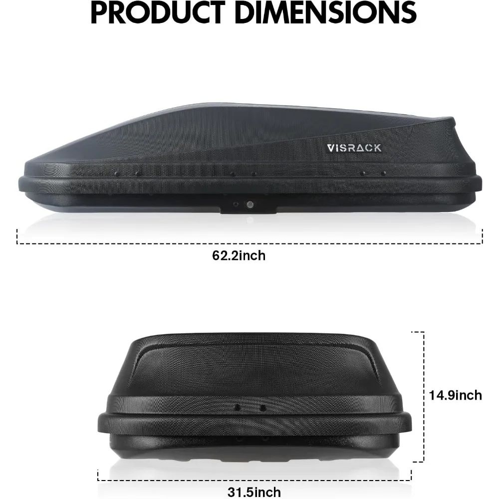 صندوق حمل شحن كبير، سقف صلب عالي التحمل مع مفاتيح أمان، صندوق شحن مقاوم للماء على السطح، 62 (طول) × 31 (عرض) × 15 (ارتفاع) بوصة