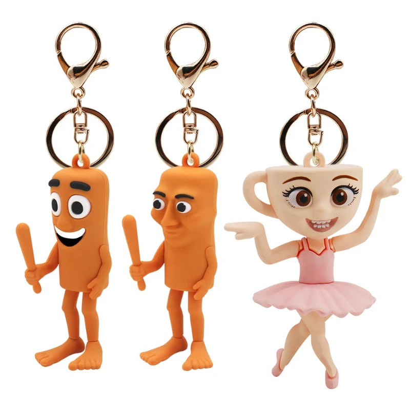 Italian Brainrot PVC Figure Keychain Accessories Tung Tung Sahur Keyring Figure Cartoon Monkey Shark Hanging Pendant Doll Toys