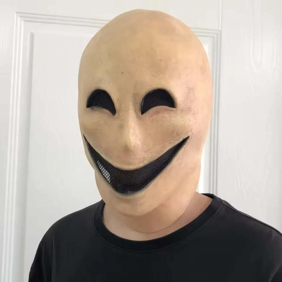 Horror Smile Face Man Mask Cosplay Creepy Alien Monster Demon Latex Helmet Halloween Carnival Party Costume Props For Adult