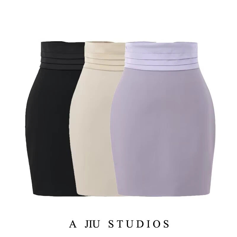 

Ele Busin Suit Skirt Women's Autumn Commute Patchwork Corporate f Skirt Waist-Cinching Little Bla Dr
