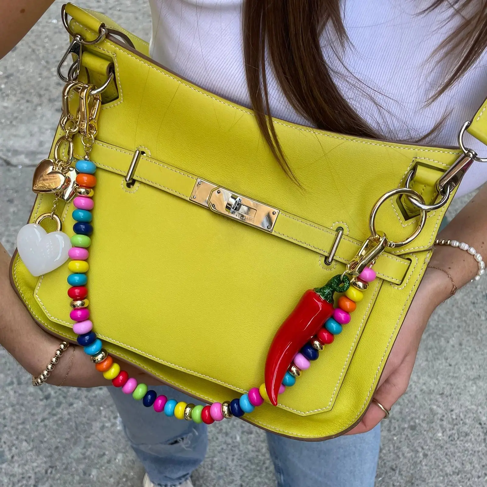 

Boho Rainbow Tassel Keychain for Purses Acrylic Bead&Rope DIY Key Ring | Ins Fashion Bag Charm|Self Gift for Women Girl