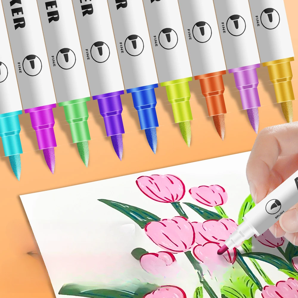 48 Colored Double Headed Marker Pens Set Graffiti Manga Sketch Kawaii Art School Supplies Stationery Paint Lettering Markers