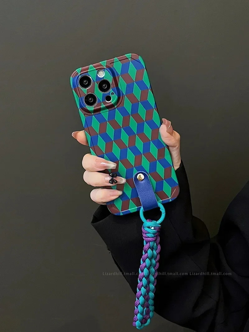 New for iPhone 15 Promax Diagonal Braided Rope Phone Case 14 Pro Multifunctional Wallet 13 Handheld Rope 12 11 Protective Cover