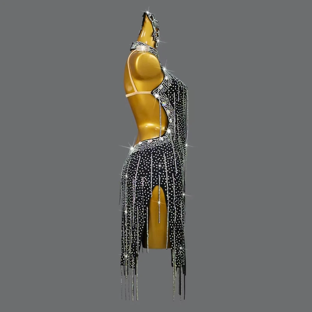 2025 Latin Dans Jurk Meisje Lijn Kostuum Dames Sport Feestpak Nieuwe Podium Rok Danskleding Kleding Sexy Lange Outfits Aangepast