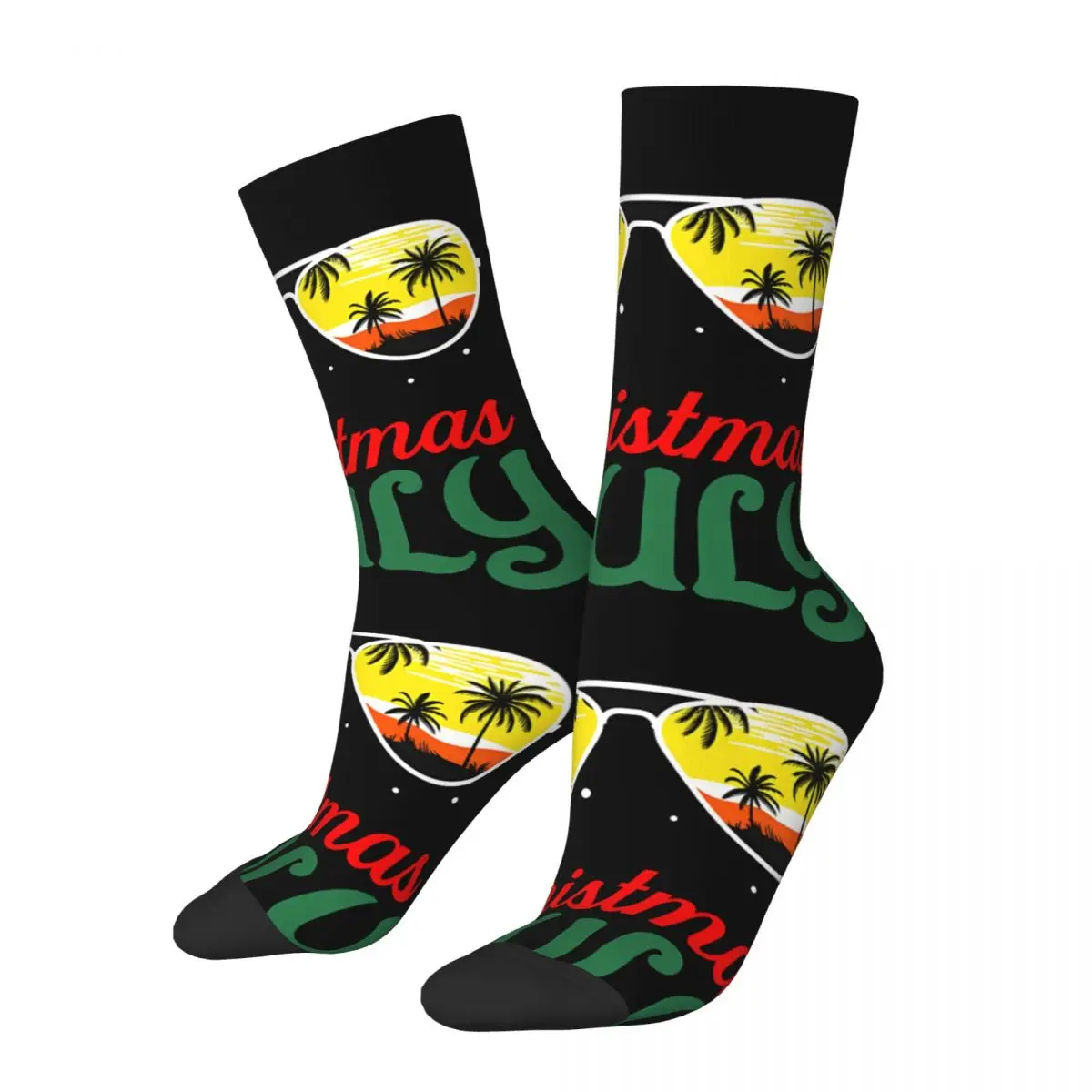 Funny Crazy Sock for Men Chill Hip Hop Vintage Christmas In July Happy Seamless Pattern Printed Boys Crew compression Sock