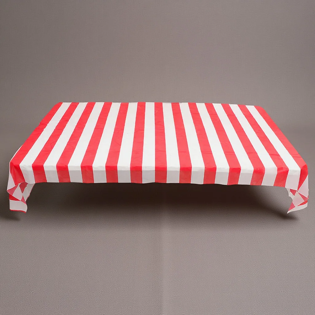 

Striped Circus Tablecloth Thick Plastic Reusable Table Cover Oilproof Party Birthday Picnic Dining Carnival Theme