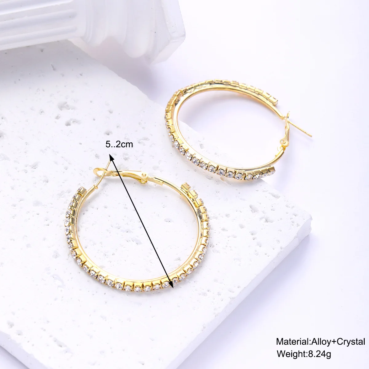 Fashionable Temperament, Exaggerated Personality Geometric Gold Women'S Diamond Studded Large Circle Earrings