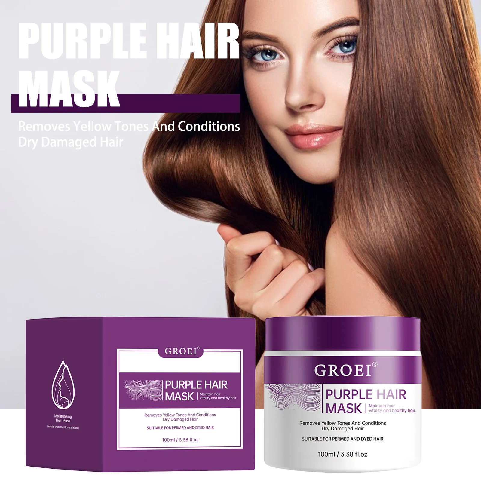 

Magic Purple Hair Mask Professional Toning Effect-Quick Results Neutralizes Brassiness in Blonde/Gray Hair Smooth Hair Care
