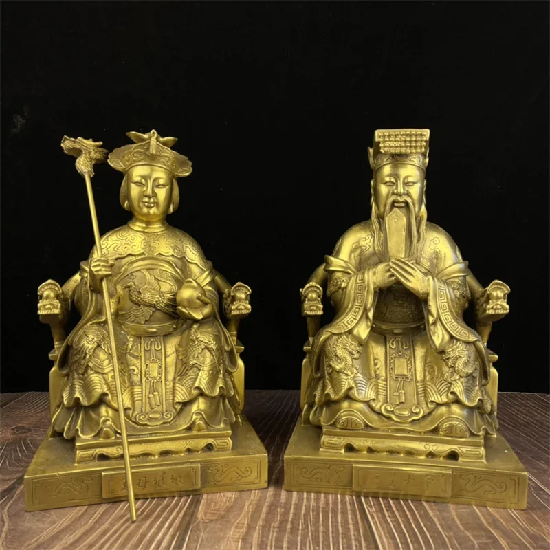 Brass Godess of Heaven Empress Ornaments Jade Emperor Virgin God Buddha Statue Hall Household Worship