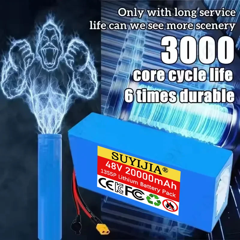 100% Original 13S5P 48V 20Ah Large Capacity Lithium Battery 500-1000W Suitable for Most Vehicles Supports Product Customization