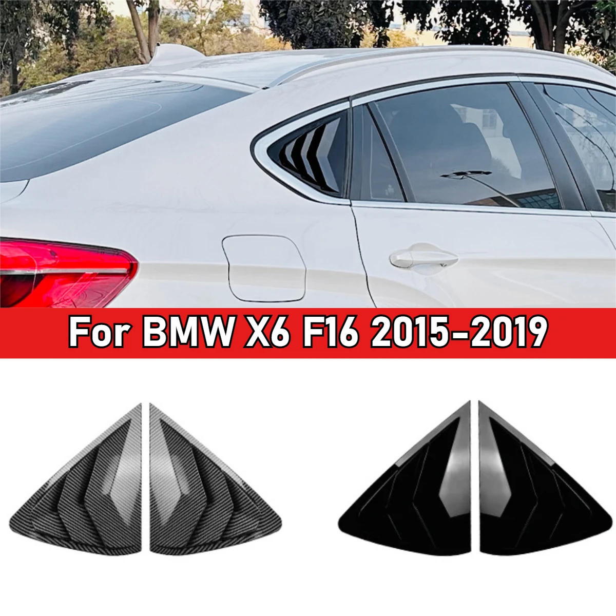 

Car Rear Window Louvers Sticker For BMW X6 F16 2015-2019 Rear Triangle Window Shade Spoiler Decoration Accessories