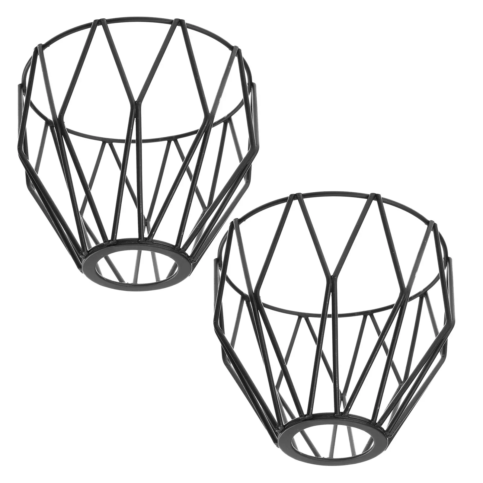 2 Pcs Industrial Hanging Lamp Bird Cage Cover Decorative Light Fixture Basket Shade