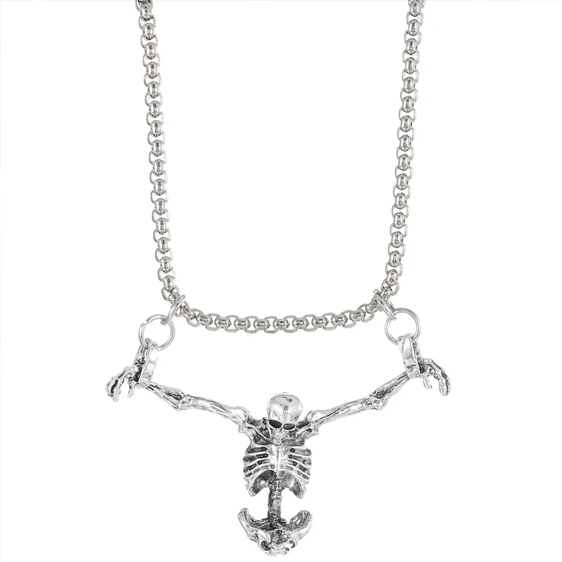 الجديد في قلادة على شكل جمجمة قوطية عصرية ومبتكرة للهالوين على طراز الشرير هدية للهالوين سلسلة من الفولاذ المقاوم للصدأ قلادة رائعة