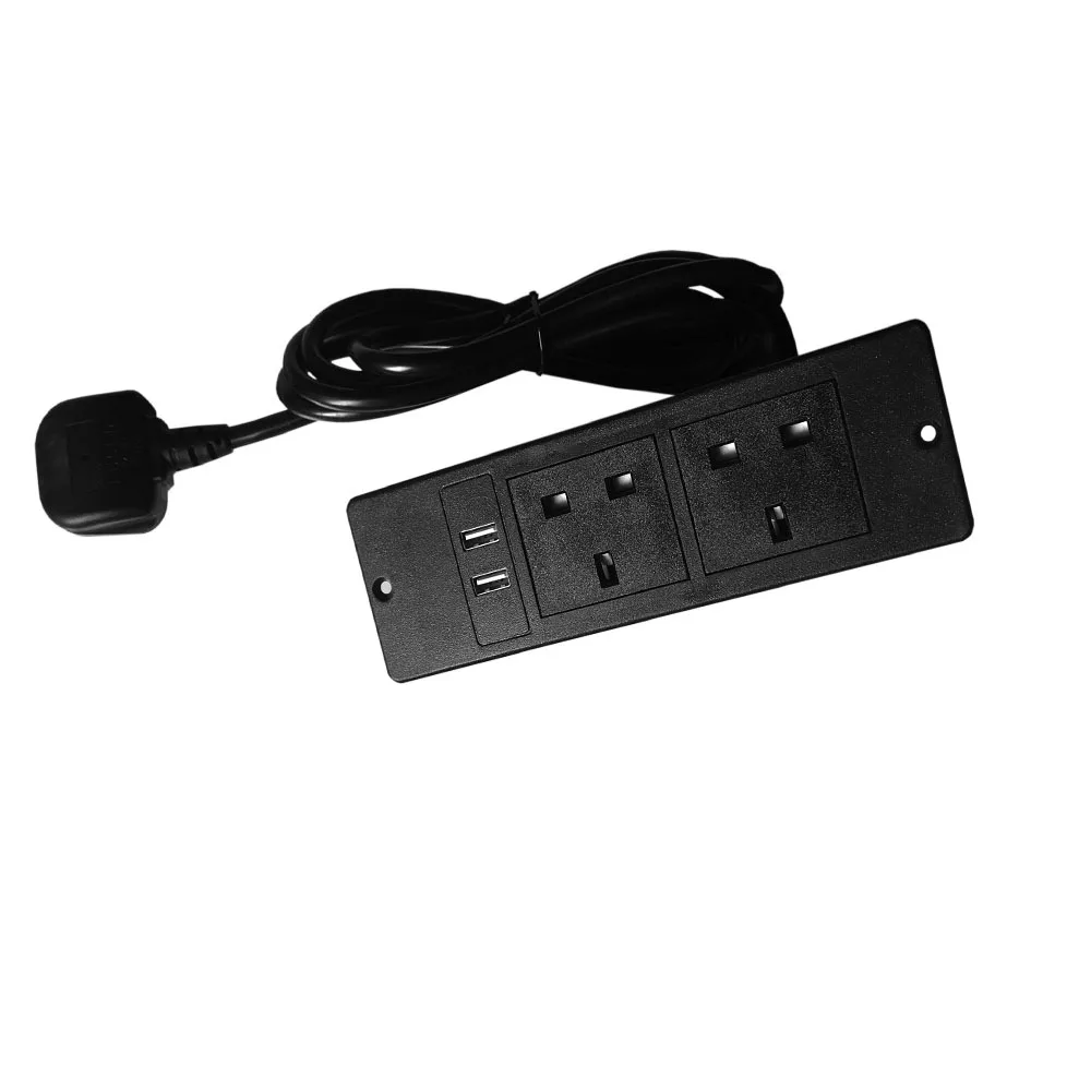 5PCS British 3 Pin Power Desktop USB Plug Row 10A Spina elettrica per mobili da ufficio Comodino Libreria-Incassato nei mobili