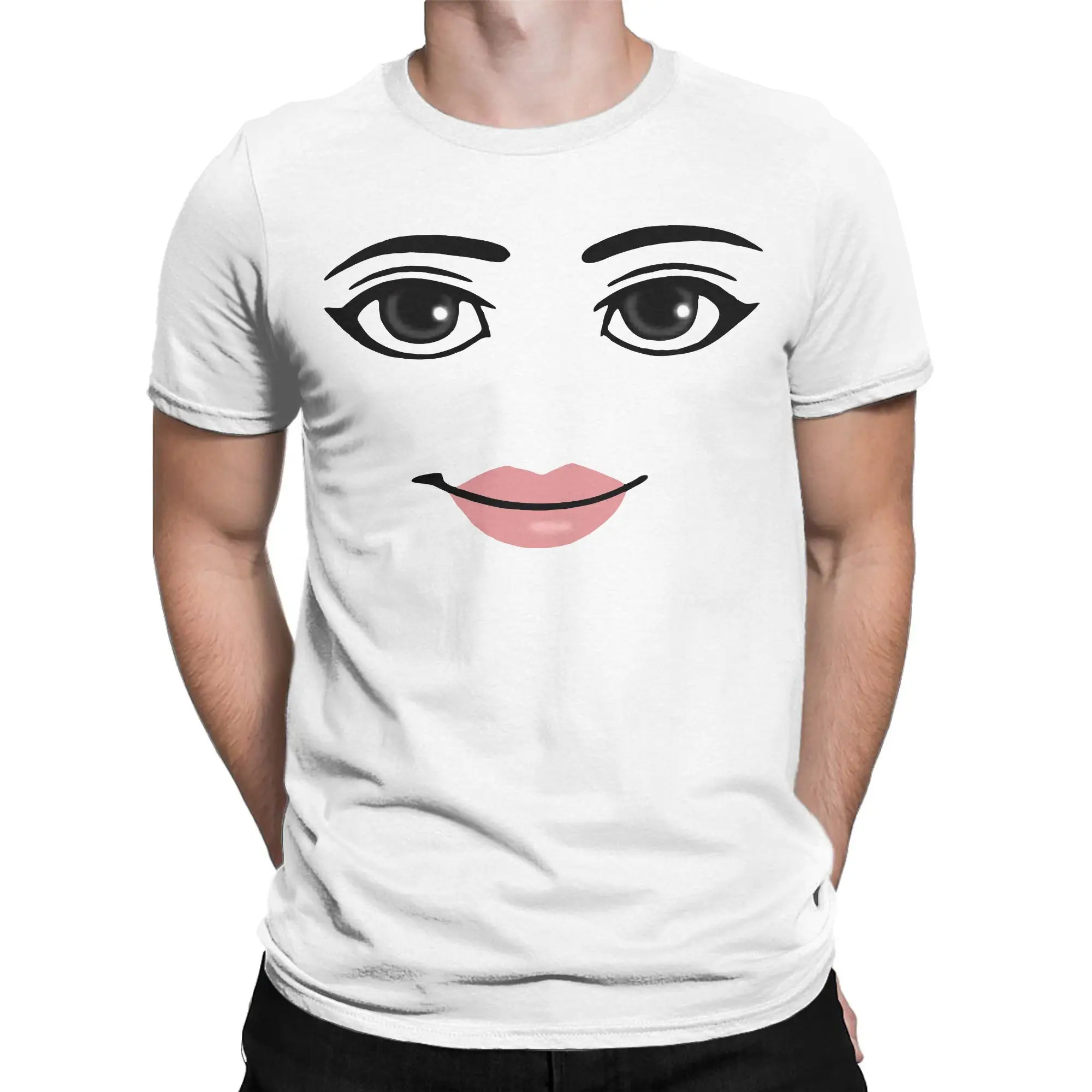 Novelty Robot Robloxs Woman Face Game Meme Tshirt Unisex Round Neck Short Sleeve Clothing  Cotton Summer Top Tee